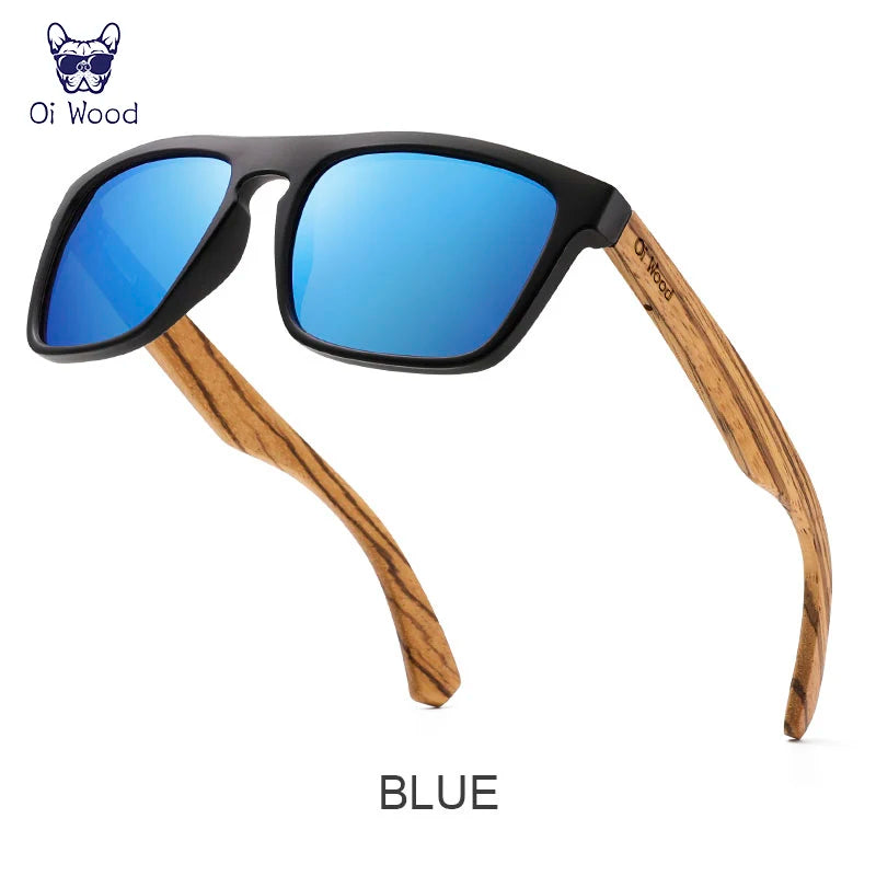 Oi Wood Polarized Square Sunglasses – Bold Lenses with Sleek Wooden Frames for People Who Dare to Stand Out!