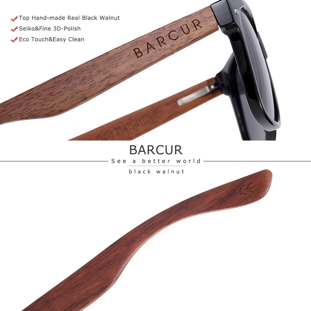 BARCUR Black Walnut Sunglasses — Timeless Style Meets Premium Polarized Protection for the Modern Man