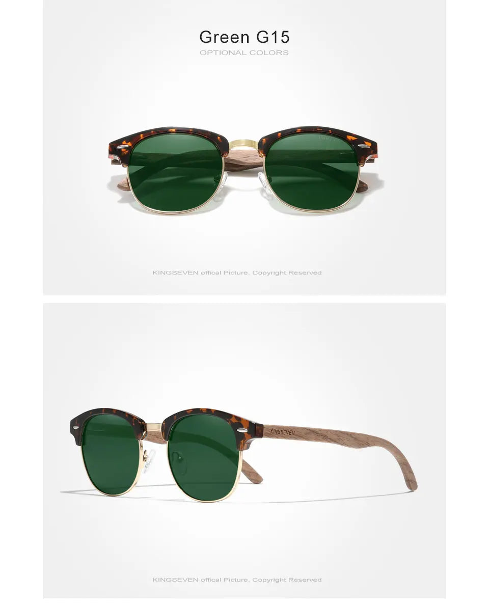 Walnut Wood Sunglasses – Vintage Style Meets Modern Luxury - KINGSEVEN