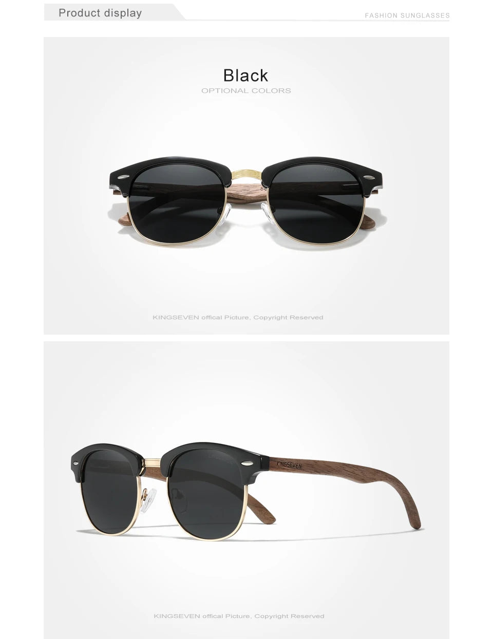 Walnut Wood Sunglasses – Vintage Style Meets Modern Luxury - KINGSEVEN
