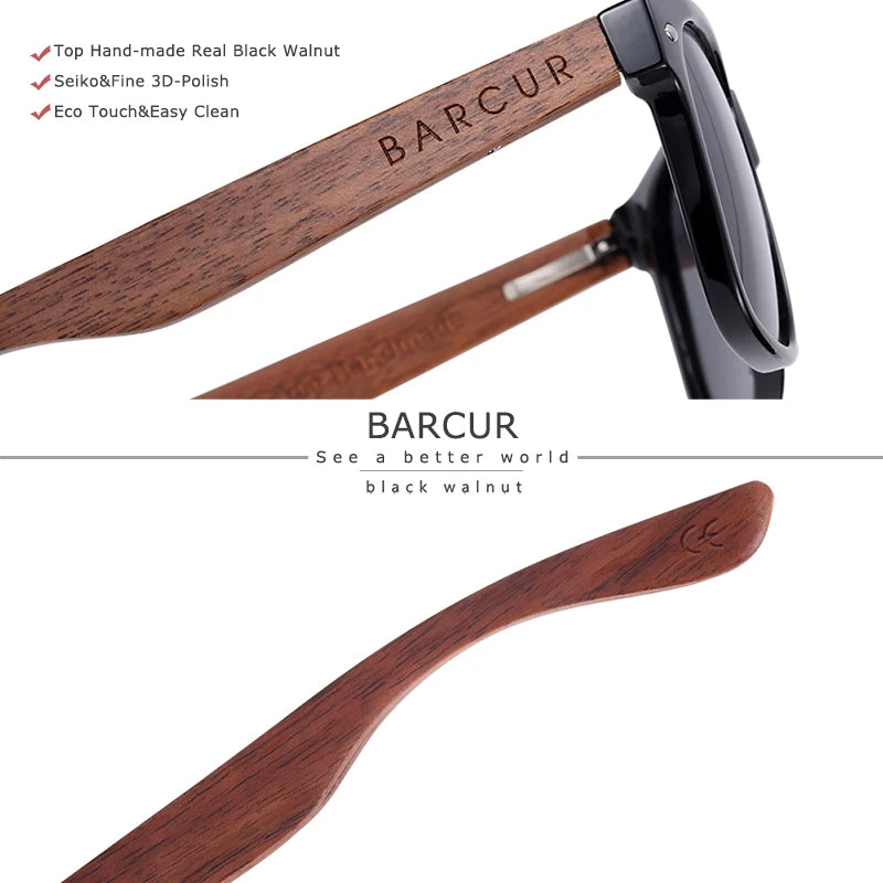 BARCUR Black Walnut Sunglasses — Timeless Style Meets Premium Polarized Protection for the Modern Man