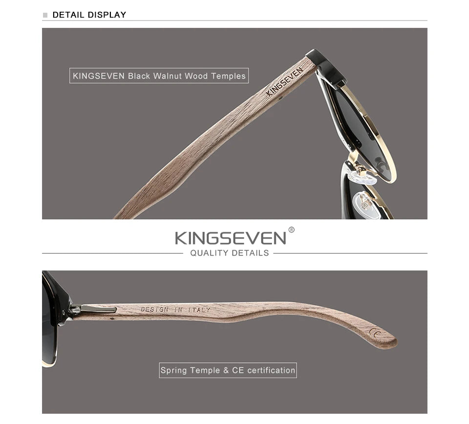 Walnut Wood Sunglasses – Vintage Style Meets Modern Luxury - KINGSEVEN