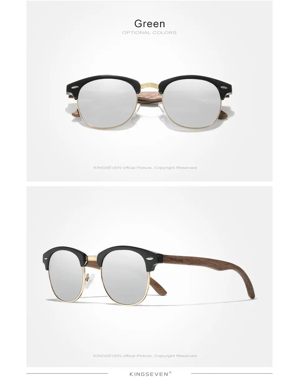 Walnut Wood Sunglasses – Vintage Style Meets Modern Luxury - KINGSEVEN