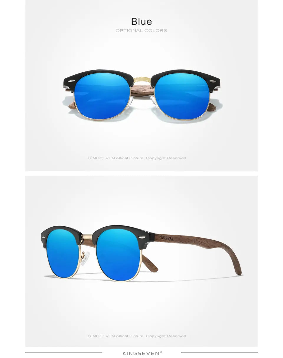 Walnut Wood Sunglasses – Vintage Style Meets Modern Luxury - KINGSEVEN