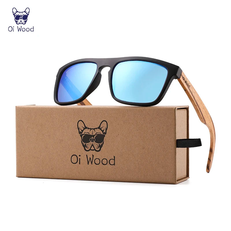 Oi Wood Polarized Square Sunglasses – Bold Lenses with Sleek Wooden Frames for People Who Dare to Stand Out!
