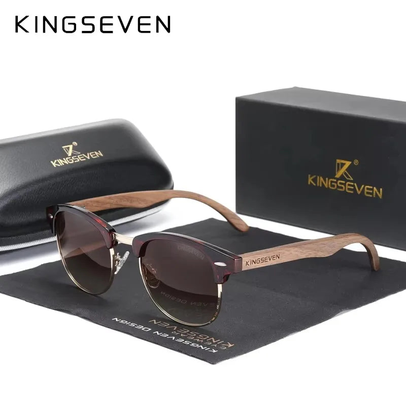 Walnut Wood Sunglasses – Vintage Style Meets Modern Luxury - KINGSEVEN