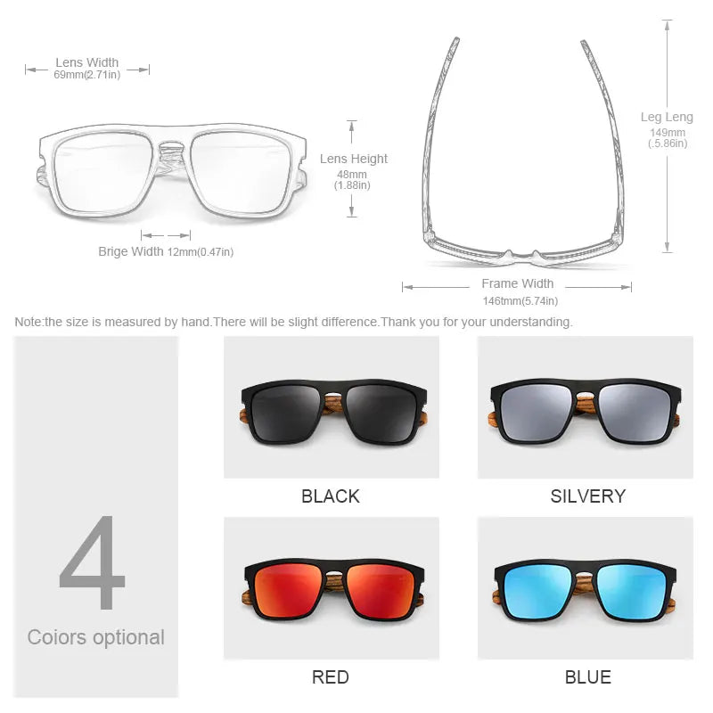 Oi Wood Polarized Square Sunglasses – Bold Lenses with Sleek Wooden Frames for People Who Dare to Stand Out!
