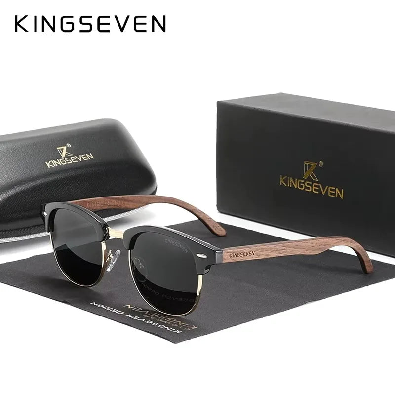 Walnut Wood Sunglasses – Vintage Style Meets Modern Luxury - KINGSEVEN