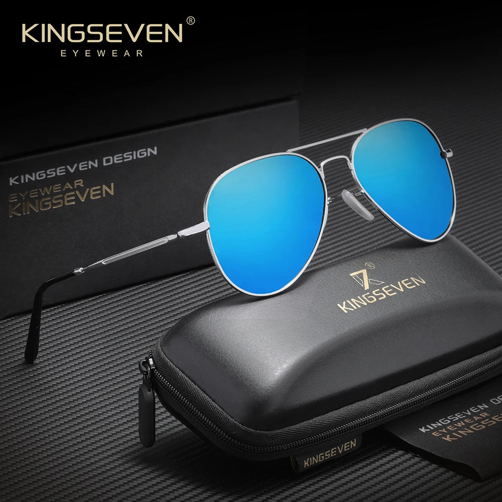 KINGSEVEN Women's Pilot Sunglasses – Sleek Alloy Frames with Polarized UV400 Protection