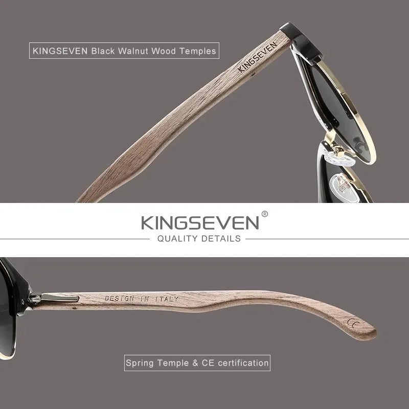 Walnut Wood Sunglasses – Vintage Style Meets Modern Luxury - KINGSEVEN