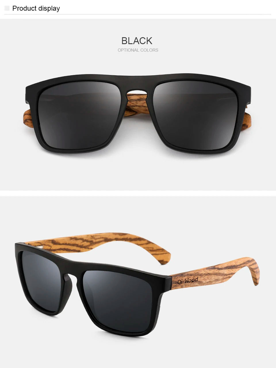 Oi Wood Polarized Square Sunglasses – Bold Lenses with Sleek Wooden Frames for People Who Dare to Stand Out!