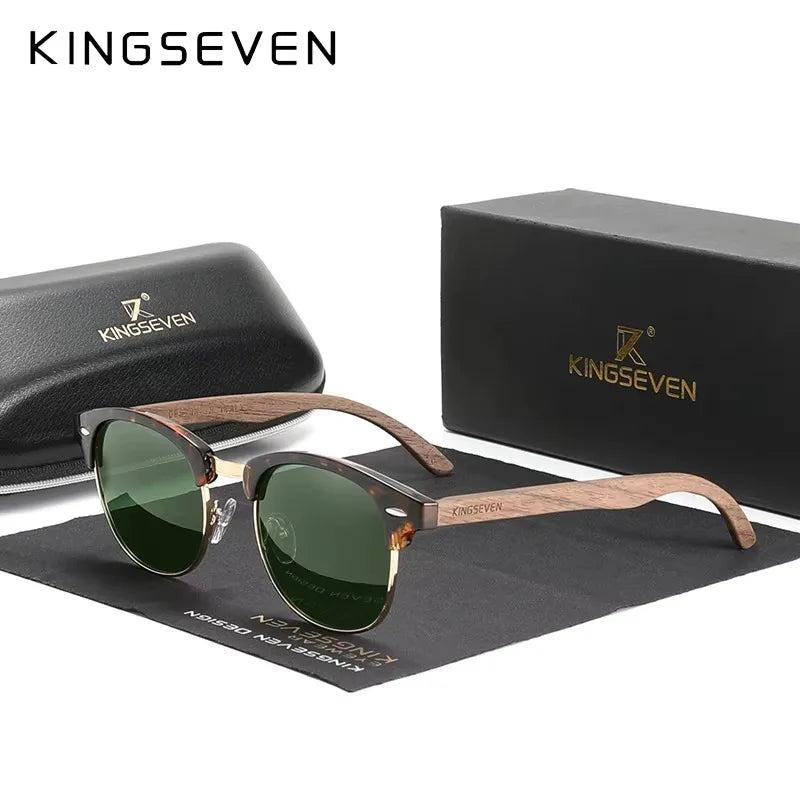 Walnut Wood Sunglasses – Vintage Style Meets Modern Luxury - KINGSEVEN