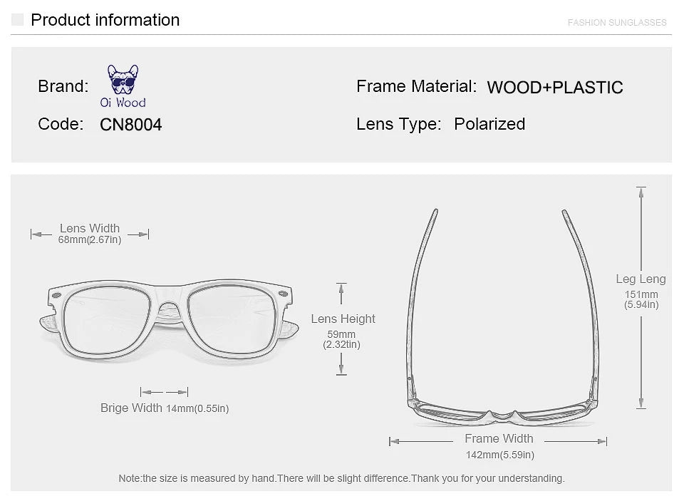 Oi Wood Polarized Wooden Sunglasses – Natural Style Meets Modern Comfort