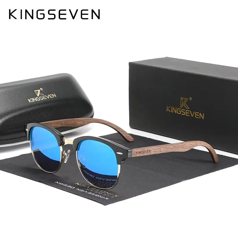 Walnut Wood Sunglasses – Vintage Style Meets Modern Luxury - KINGSEVEN