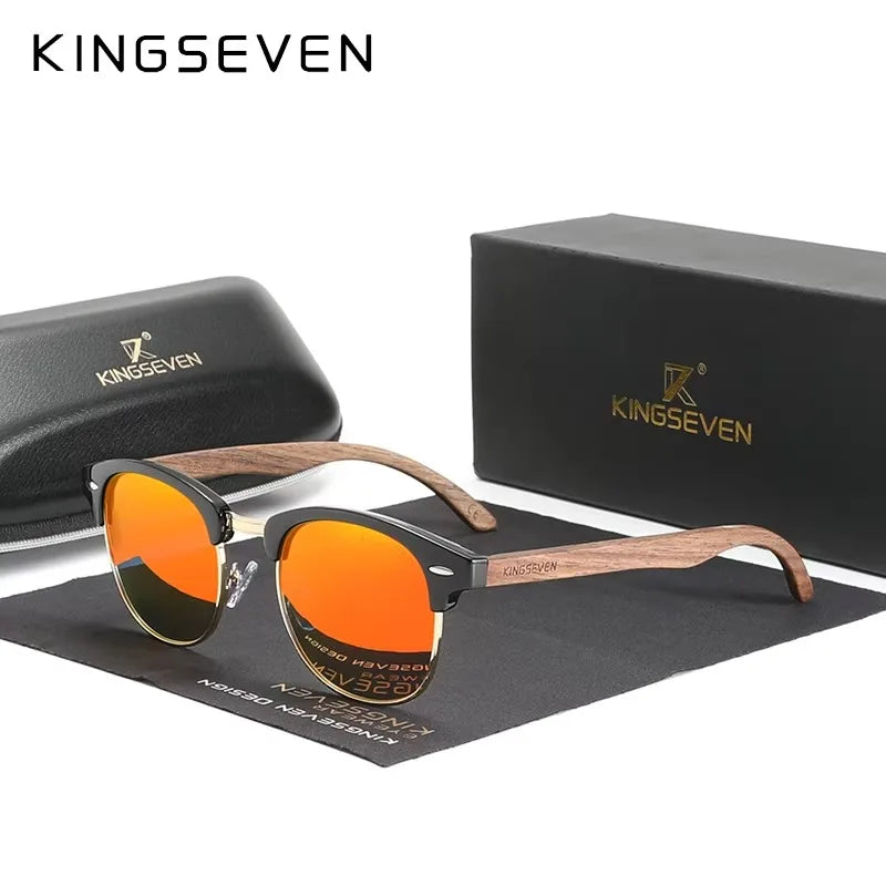 Walnut Wood Sunglasses – Vintage Style Meets Modern Luxury - KINGSEVEN