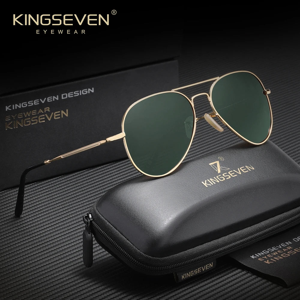 KINGSEVEN Women's Pilot Sunglasses – Sleek Alloy Frames with Polarized UV400 Protection
