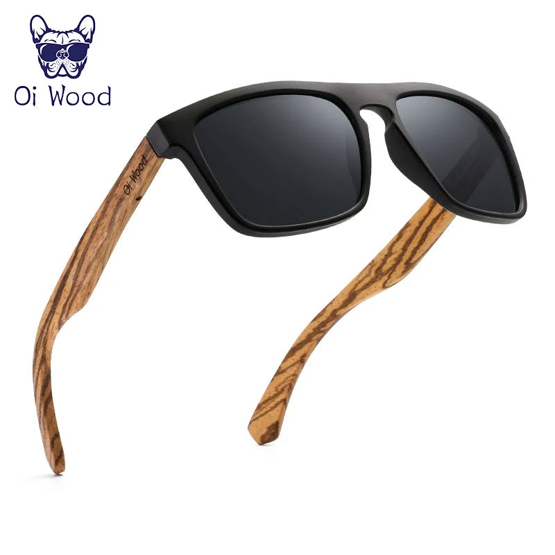 Oi Wood Polarized Square Sunglasses – Bold Lenses with Sleek Wooden Frames for People Who Dare to Stand Out!