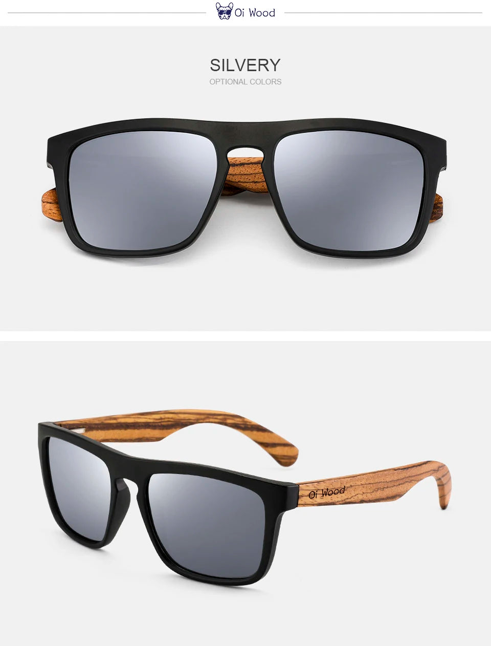 Oi Wood Polarized Square Sunglasses – Bold Lenses with Sleek Wooden Frames for People Who Dare to Stand Out!