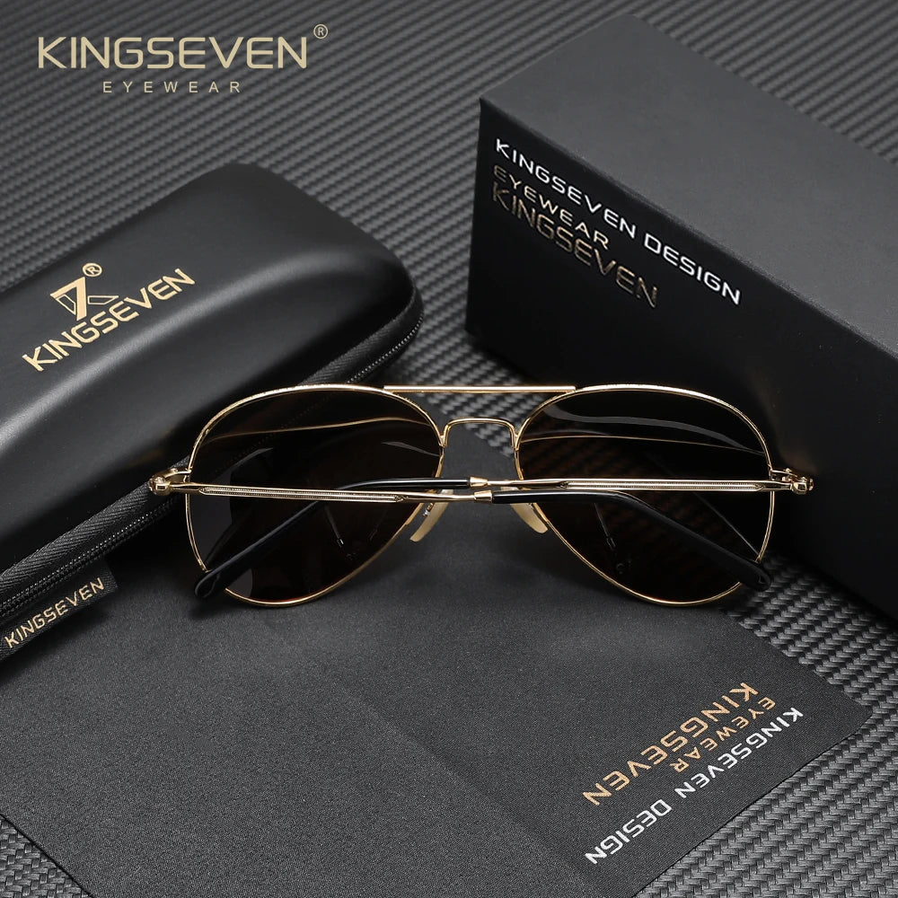 KINGSEVEN Women's Pilot Sunglasses – Sleek Alloy Frames with Polarized UV400 Protection