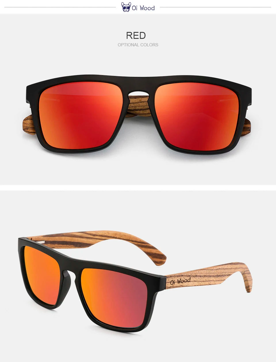 Oi Wood Polarized Square Sunglasses – Bold Lenses with Sleek Wooden Frames for People Who Dare to Stand Out!