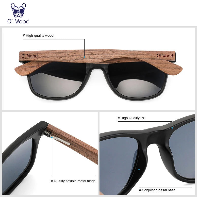 Oi Wood Polarized Wooden Sunglasses – Natural Style Meets Modern Comfort
