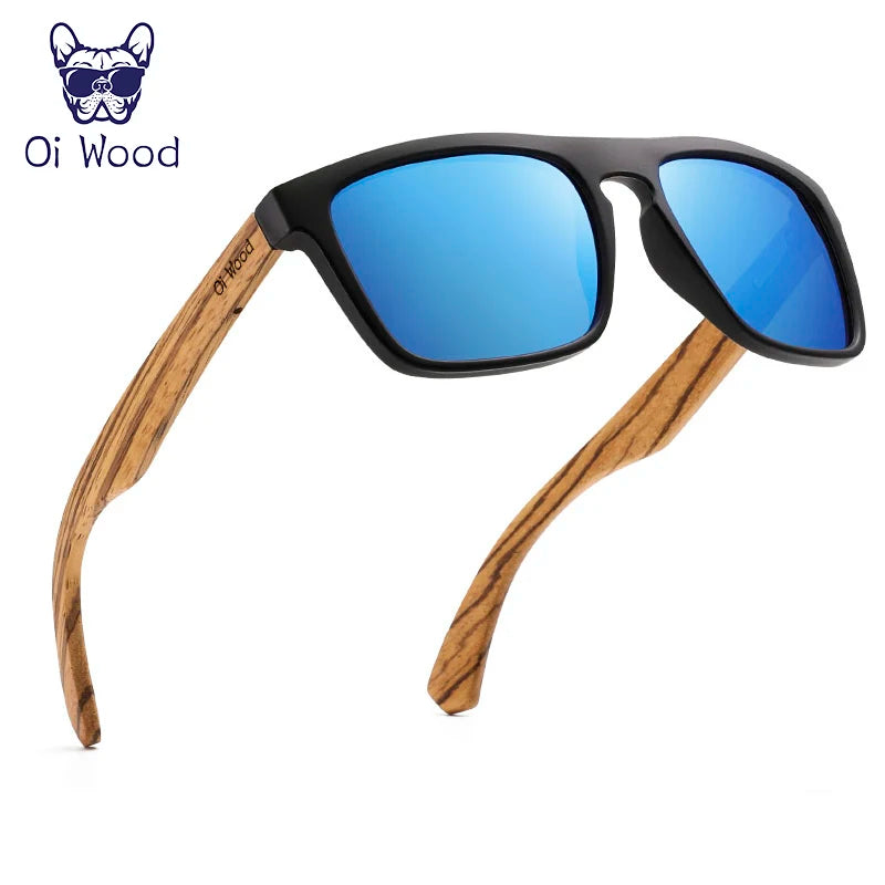 Oi Wood Polarized Square Sunglasses – Bold Lenses with Sleek Wooden Frames for People Who Dare to Stand Out!